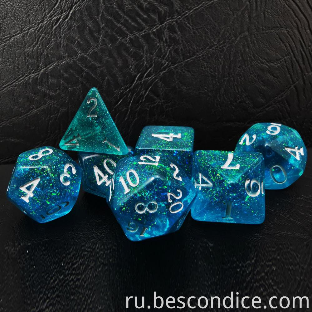 Blue Sparkling Shimmery Rpg Game Dice 2